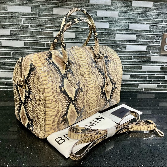 Brahmin Spencer Carryon under-seat Luggage CAVIAR FELIX SNAKE Print Leather - Picture 1 of 10